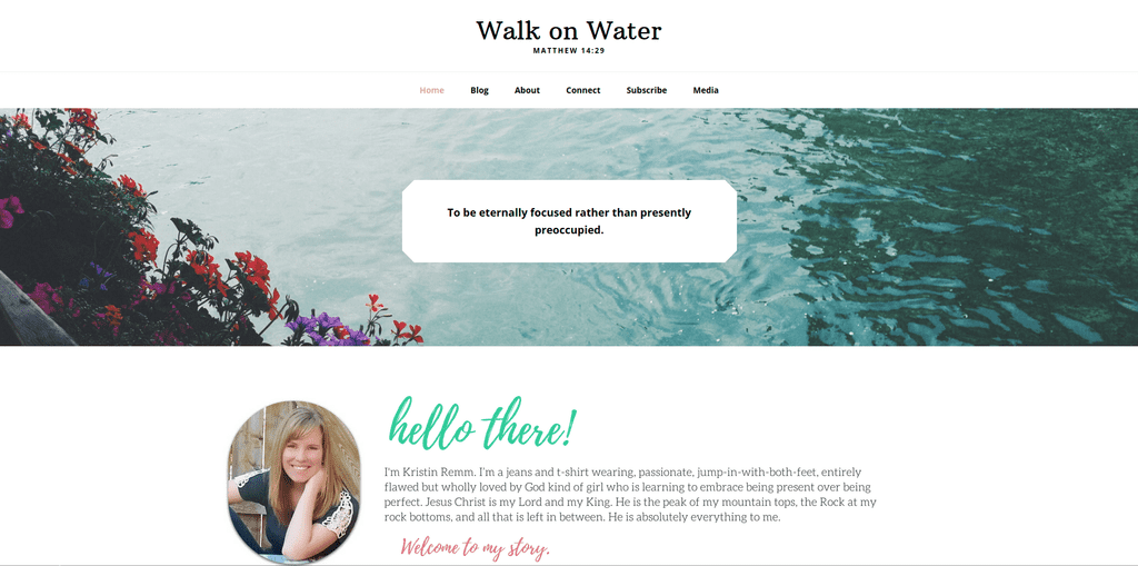 Home page of the Walk on Water blog